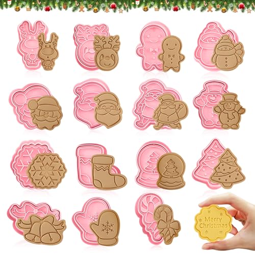 Ausstechförmchen Weihnachten, 16 Stück Weihnachtsausstecher Set, Weihnachten Ausstechformen Cookie Cutter Weihnachten Keksausstecher, Plätzchenformen Backformen Fondant Keks (Weihnachten 16) von JIASHA