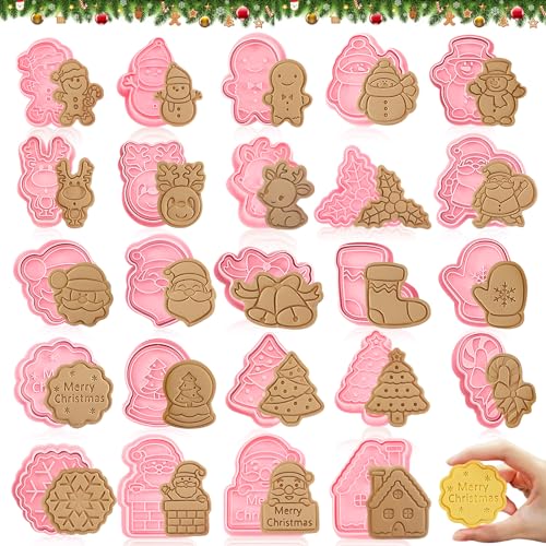 Ausstechförmchen Weihnachten, 24 Stück Weihnachtsausstecher Set, Weihnachten Ausstechformen Cookie Cutter Weihnachten Keksausstecher, Plätzchenformen Backformen Fondant Keks (Weihnachten 24) von JIASHA