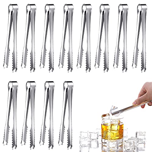 Edelstahl Eiszange Set, 12 Stücke Mini Servierzange,Salat Eiswürfelzange,Süßigkeiten Zange,Gebäck Servierzange,Küchenzange für Hochzeit Party Candy Bar Büfett Grill von JIASHA