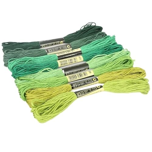 Stickgarn 8-teiliges Kreuzstichgarn, Stickgarn, Regenbogenfarben, Sticktwist, Kreuzstichzubehör, Anfänger-Garnherstellungs-Set, 7,5 m(Green) von JIASHUNHE