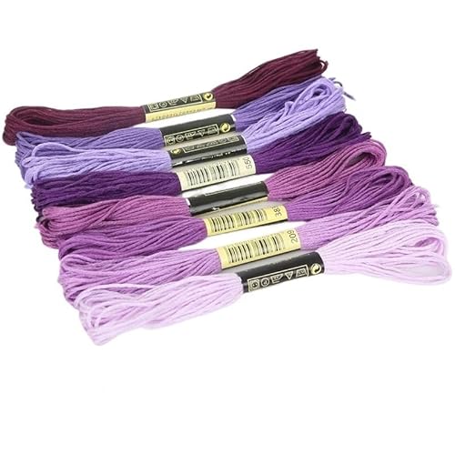 Stickgarn 8-teiliges Kreuzstichgarn, Stickgarn, Regenbogenfarben, Sticktwist, Kreuzstichzubehör, Anfänger-Garnherstellungs-Set, 7,5 m(Purple) von JIASHUNHE