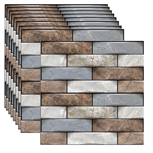 3D Wandpaneele,10 Stück 30x 30cm Wandpaneele Selbstklebend,Wandaufkleber Wasserdicht Wandtapete Klebetapete für Küche Schlafzimmer Badezimmer Wohnzimmer von JIATUMEIMAOYI