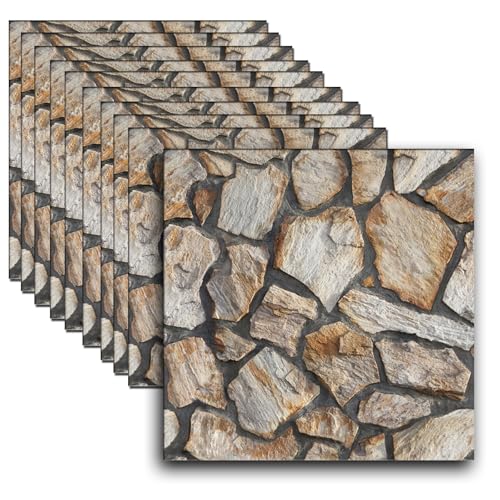 10 Stück 3D Wandpaneele Wandpaneele Selbstklebend 30x 30cm Wandaufkleber Wasserdicht Wandtapete Klebetapete für Küche Schlafzimmer Badezimmer Wohnzimmer von JIATUMEIMAOYI
