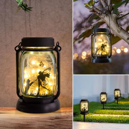 JIAUFU Gartenlampe Dekor Solar 3in1, Geschenke für Mama, Oma, Frau und jedermann, Garten-Geschenke, Solar Outdoor-Gartenbeleuchtung, Zaunbeleuchtung, Pfadbeleuchtung,Dekor Beleuchtung,Magische Dekor von JIAUFU