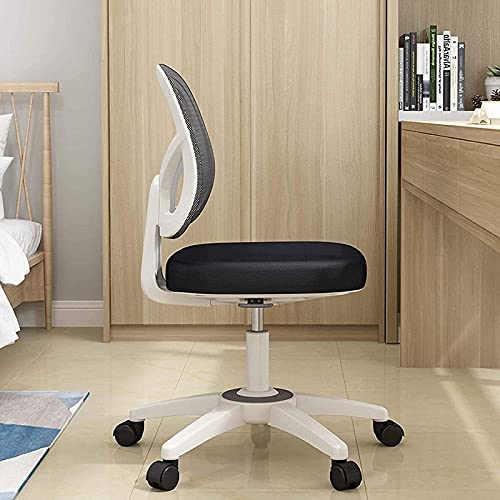 Bürostuhl, ergonomischer Computer-Schreibtischstuhl ohne Armlehnen, mittlere Rückenlehne, moderner Drehstuhl für die Arbeit zu Hause, blaue Nylonfüße von JIAXI-HG