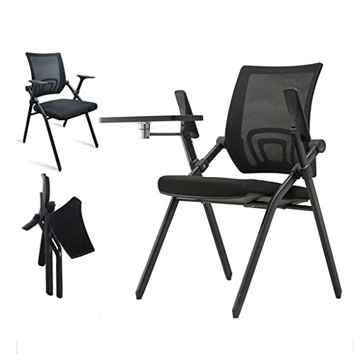 Klappbarer Trainingsstuhl mit Tischbrett, ergonomischer Bürostuhl, kompakter tragbarer Stahl-Kunststoff-Klappstuhl (schwarz, 2 Stück) von JIAXI-HG