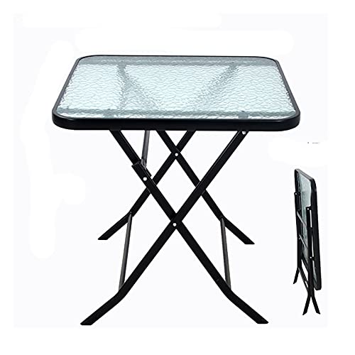 Klapptisch, Eisenkunst-Esstisch/Couchtisch/Freizeittisch/Verhandlungstisch/kleiner quadratischer Tisch, Outdoor-Camping-Glastisch (60 cm) von JIAXI-HG