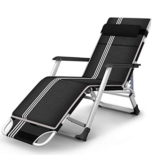 Strandkorb Büroliege Tragbarer Klappstuhl Verstellbarer Mittagspause Stuhl Strandstühle mit Armlehnen Schwarz (Schwarz) von JIAXI-HG