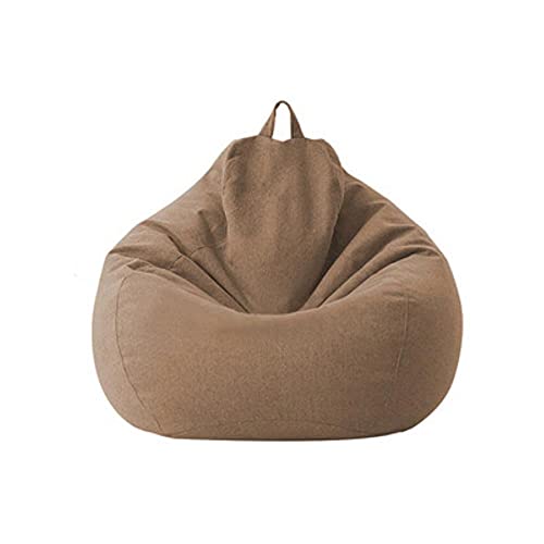 JIAYAN Neue Lazy Sitzsack Sofas Decken Stühle ohne Füllstoff Leinen Stoff Liegesitz Sitzsack Puff Couch Tatami Wohnzimmer Möbel-braun, 80x90cm von JIAYAN