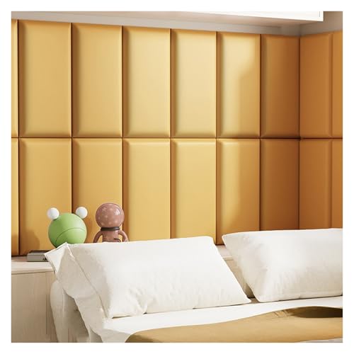 JIAYING 3D Antikollision Wandpolsterung Für Kinder Wandpaneele Gepolstert, Selbstklebend Spielzimmer Dekorative Polsterpaneel Schutzpaneele Gelb Wandaufkleber(2pcs,30cmx30cm) von JIAYING