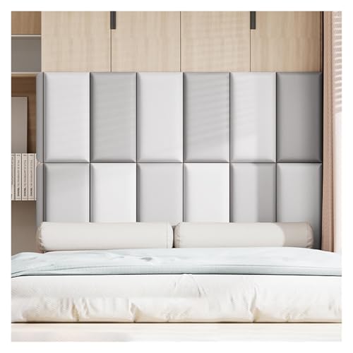 JIAYING Antikollision Wandpolsterung Für Kinder, Selbstklebend Polsterpaneel Kopfteil Weiche Wandpaneele, Grau + Weiß 3D Wandaufkleber Wasserdichtes Schutzpaneel(6pcs,30cmx40cm) von JIAYING