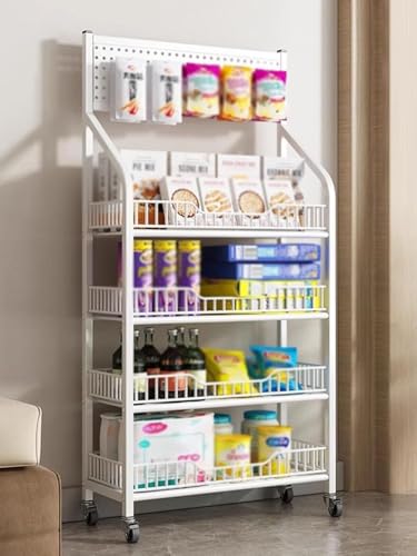 JIAYING Kohlenstoffstahl-Supermarkt-Regalanzeige Mit 15 Chipbeutelhaken, Kommerzieller Einzelhandel Display Süßigkeitenhalter(White,50x27x165cm) von JIAYING