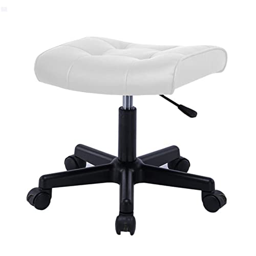 JIAYING Sitzhocker, Gepolsterter Moderner Quadratischer Schuhhocker, Um 360° Drehbarer, Anhebbarer Fußstützenhocker, for Wohnzimmer Schlafzimmer, 3 Farben ( Color : White , Size : Brake Wheel ) von JIAYING