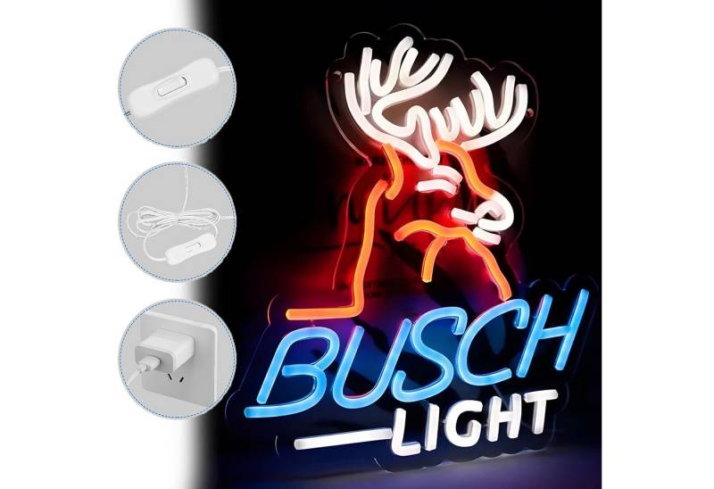 JIBENNEON Dekolicht BUSCH LIGHT Neonschild mit Ein-/Ausschalter Neon Nachtlicht Gaming, BUSCH LIGHT-Reh, LED fest integriert von JIBENNEON