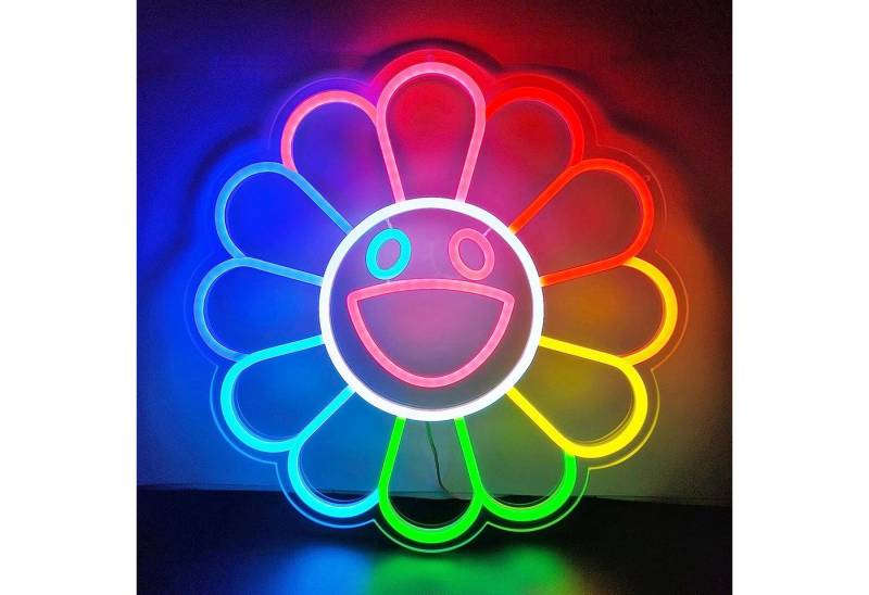JIBENNEON LED-Dekofigur LED Neon Smiley-Gesicht, USB-betriebenes LED Acryl Schild, für Weihnachtswanddekor,Männerhöhle,Kinderhochzeitsparty von JIBENNEON