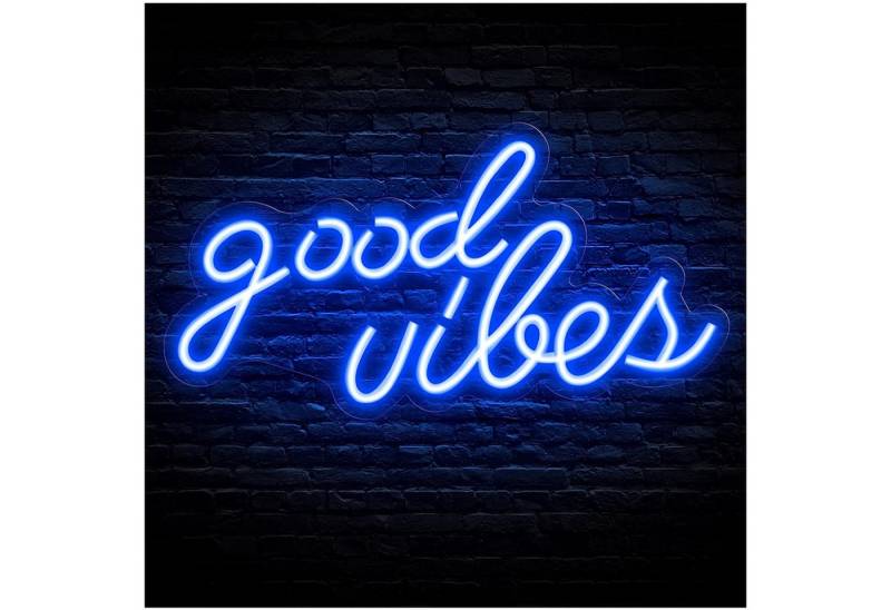 JIBENNEON LED Dekolicht Good Vibes Neonschild, USB-betrieben LED-Schild, mit An-/Aus-Schalter, Blau, LED fest integriert, LED Neonschilder für Wanddekoration von JIBENNEON