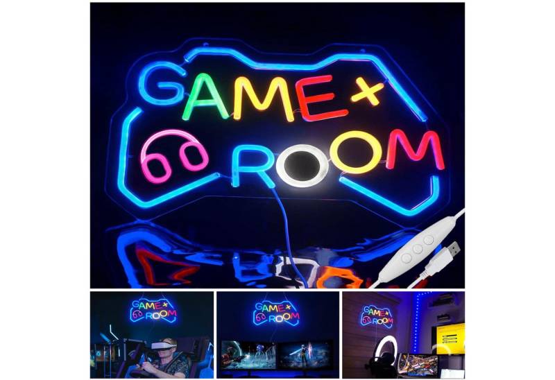 JIBENNEON LED Dekoobjekt GAME ROOM Neon Sign Dimmbar Neonschild Wanddekoration, Griffform, LED fest integriert von JIBENNEON