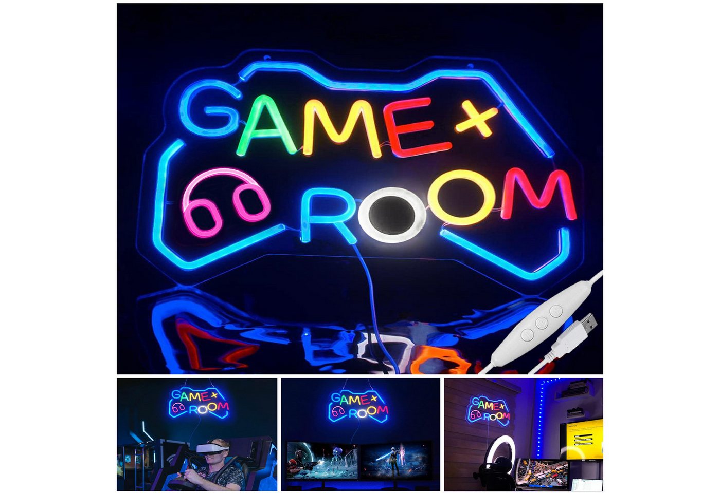 JIBENNEON LED Dekoobjekt GAME Spiel Neon Sign Dimmbar Neonschild Wanddekoration USB, Schalter, Griffform-Game Room, LED fest integriert, Leuchtreklamen LED Nachtlicht Wandleuchten JIBENNEON LED Dekoobjekt GAME Spiel Neon Sign Dimmbar Neonschild Wanddekoration USB, Schalter, Griffform-Game Room, LED fest integriert, Leuchtreklamen LED Nachtlicht Wandleuchten von JIBENNEON