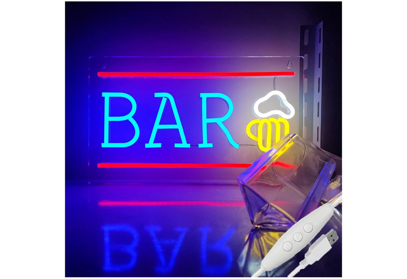 JIBENNEON LED Dekoobjekt LED-Neonschild Bar Leuchtreklame LED Dekolich Leuchtfigur, Bar-Beer-Rot, LED fest integriert, Wandschilder Dimmbar Neonlicht Ein-/Aus Schalter für Bar,Man Cave JIBENNEON LED Dekoobjekt LED-Neonschild Bar Leuchtreklame LED Dekolich Leuchtfigur, Bar-Beer-Rot, LED fest integriert, Wandschilder Dimmbar Neonlicht Ein-/Aus Schalter für Bar,Man Cave von JIBENNEON