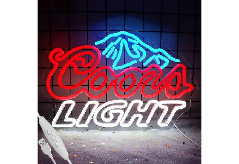 JIBENNEON LED Lichtleiste Coors Light Neonsign USB-Betrieben Neonschilder Wanddekor, Mehrfarbig, LED fest integriert, Neonlicht mit Dimmbar Schalter für Männerhöhle Bar Pub von JIBENNEON