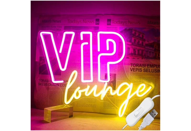 JIBENNEON LED Lichtleiste Neonsign Lampe VIP Lounge Vice City LED Dekolicht, VIP Lounge, LED fest integriert, 2M Kabel-USB Neon Schild Acrylrückwand von JIBENNEON
