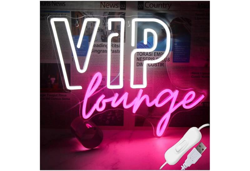 JIBENNEON LED Lichtleiste Neonsign Lampe VIP Lounge Vice City LED Dekolicht, VIP Lounge, LED fest integriert, 2M Kabel-USB Neon Schild Acrylrückwand von JIBENNEON