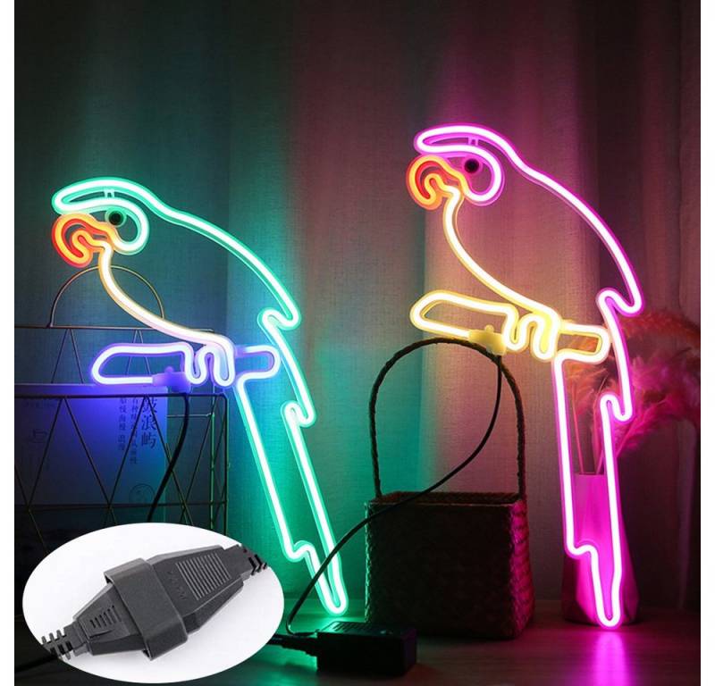 JIBENNEON LED-Streifen LED Neonsign Nachtlicht 1 Paar Papagei, 8 Modi Wand Dekoration, für Bar,Kinderzimmer,Party,Heimdeko von JIBENNEON
