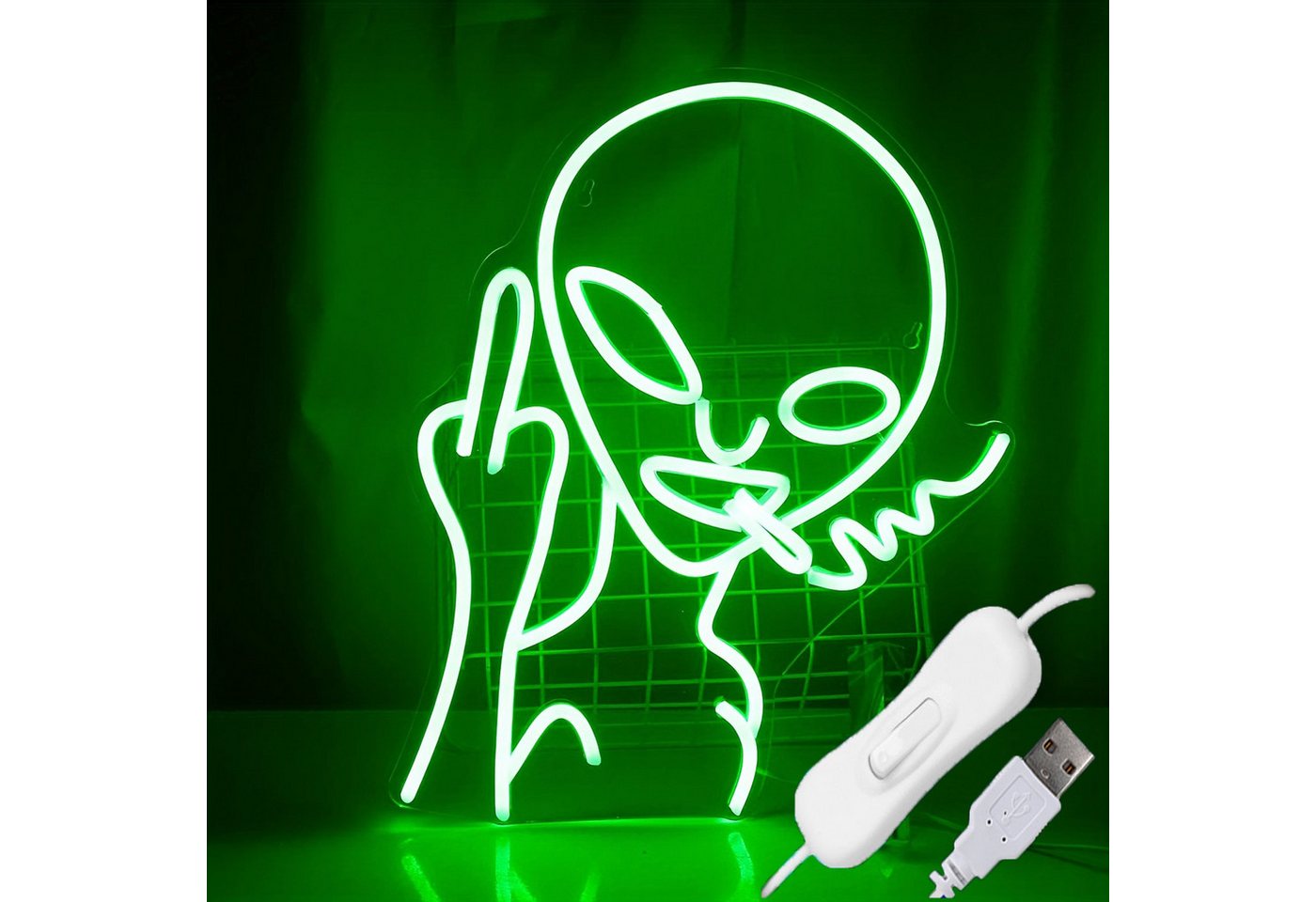 JIBENNEON LED Stripe LED Alien Neon Schild mit USB Schalter,LED-Schild Acryl Dekolicht, Nachtlicht für Wanddekoration von JIBENNEON