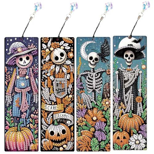 JICFDAO 4 Stück Diamond Painting Bookmarks 5.8x19.5cm Diamant Malerei Lesezeichen Kits Diy Buchmarkierungen mit Kristall Buch Marks Halloween Bastelset Geschenkset für Bücherwurm Skull Vogelscheuche JICFDAO 4 Stück Diamond Painting Bookmarks 5.8x19.5cm Diamant Malerei Lesezeichen Kits Diy Buchmarkierungen mit Kristall Buch Marks Halloween Bastelset Geschenkset für Bücherwurm Skull Vogelscheuche von JICFDAO
