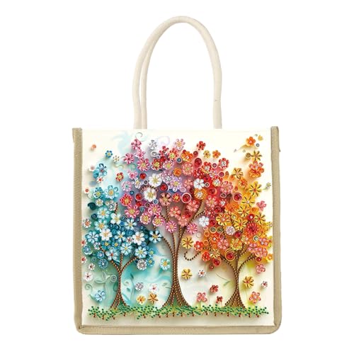 JICFDAO Diamond Painting Handtasche 26x26.5cm Umweltfreundliche Tragetasche Einkaufstaschen Schultertasche Stofftasche Umhängetasche Multifunktionale Damentasche für Arbeiten täglicher Gebrauch Baum JICFDAO Diamond Painting Handtasche 26x26.5cm Umweltfreundliche Tragetasche Einkaufstaschen Schultertasche Stofftasche Umhängetasche Multifunktionale Damentasche für Arbeiten täglicher Gebrauch Baum von JICFDAO
