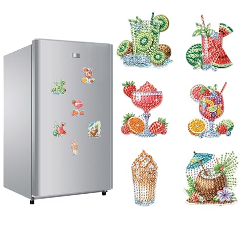 JICFDAO Diamond Painting Kühlschrank Magnete Kits 6 Stück Diamant Malerei Magnete Kühlschrank DIY Diamant Painting Aufkleber Kühlschrankmagnete Fridge Magnets für Magnettafel Whiteboard Pinnwand von JICFDAO