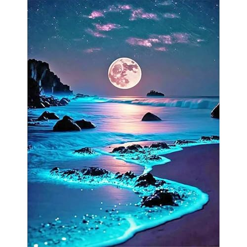 JICFDAO Diamond Painting Landschaft Mondschein 40x50cm Diamond Painting Glitzer Diamant Malerei Bilder Groß xxl Malen nach Zahlen Meer und Strand Leuchtendes Mond Wand Dekor für Wohnzimmer JICFDAO Diamond Painting Landschaft Mondschein 40x50cm Diamond Painting Glitzer Diamant Malerei Bilder Groß xxl Malen nach Zahlen Meer und Strand Leuchtendes Mond Wand Dekor für Wohnzimmer von JICFDAO