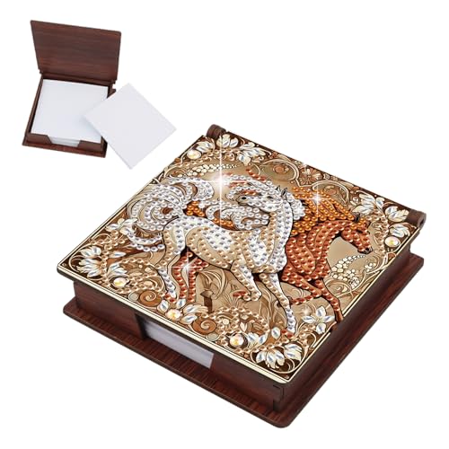 JICFDAO Diamond Painting Notizzettel Box 11x11cm Haftnotizen Halter mit 160 Blättern Kartensteckplätzen Cube Notiz Box Bürobedarf Organizer Notizblock-Box Notizen für Büro Schreibtisch Zubehör Pferd von JICFDAO