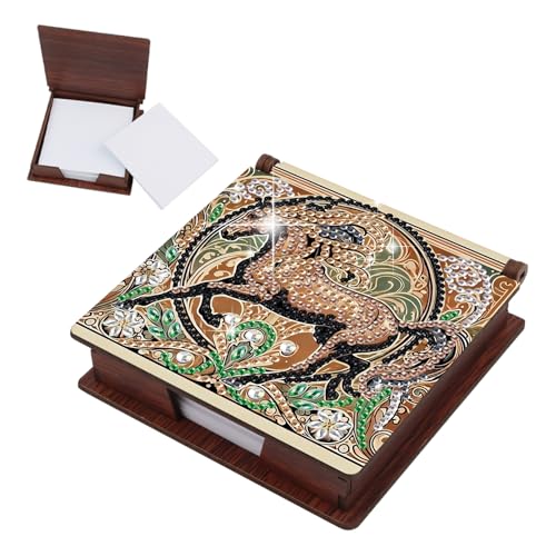 JICFDAO Diamond Painting Notizzettel Box Pferde 11x11cm Diamant Malerei Zettelbox mit 160 Blättern Haftnotizen Spender Tiere Haftnotiz Organizer für Büro Arbeitsplatz und Zuhause Geschenk für Freunde von JICFDAO
