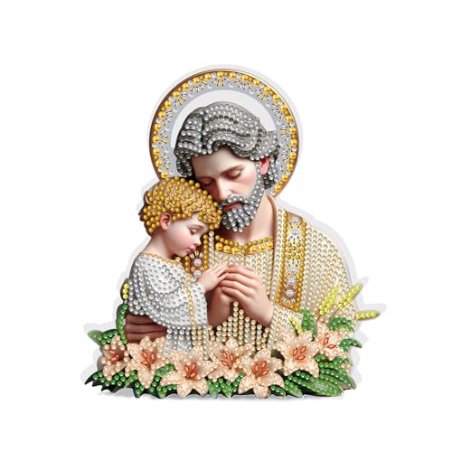 JICFDAO Diamond Painting Ornamente Jesus Engel 17x19cm Diamant Malerei Ornamente christlicher Charakter Diamant Desktop Ornament Christus Religiös Winter Weihnachtsfeier Weihnachtsdeko Basteln von JICFDAO