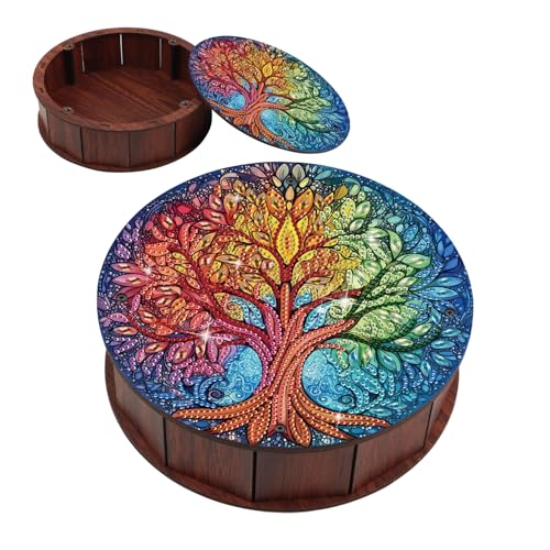 JICFDAO Diamond Painting Rund Snackbehälter 19.8x5.7cm Multifunktionale Snack Box Frischhaltedosen Holzbox mit Deckel Diamant Snackbehälter Aufbewahrungsbox für Schreibtisch Schule Home Lebensbaum JICFDAO Diamond Painting Rund Snackbehälter 19.8x5.7cm Multifunktionale Snack Box Frischhaltedosen Holzbox mit Deckel Diamant Snackbehälter Aufbewahrungsbox für Schreibtisch Schule Home Lebensbaum von JICFDAO