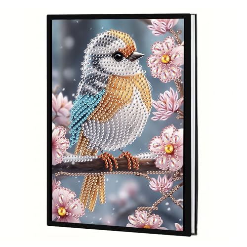 JICFDAO Groß und Klar Diamond Painting Notebook 145x210mm Diamond Painting Notizbuch A5 Blanko Crystal Art Notizbuch Tagebuch Set Skizzenbuch Journal Diary Vögel und Blumen Geschenke für Erwachsene von JICFDAO
