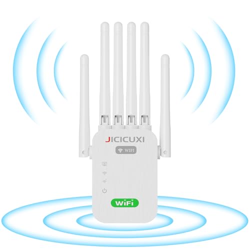 WLAN Verstärker Steckdose, WiFi Repeater mit 6 Antennen, 5.000 m² Abdeckung & 50 Geräte, LAN-Anschluss, Access-Point-Modus, Weiß WLAN Verstärker Steckdose, WiFi Repeater mit 6 Antennen, 5.000 m² Abdeckung & 50 Geräte, LAN-Anschluss, Access-Point-Modus, Weiß von JICICUXI