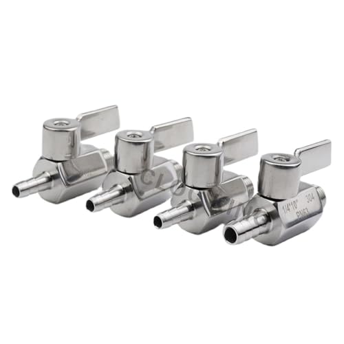 BSP MINI-Kugelhahn Edelstahlgriff 1/8" 1/4" 3/8" 1/2" Bis 8/10/12mm Rohr Pagodenadapter Weiblich Männlich 304 2-Wege-Kugelhahn(3/8",MALE THREAD_10MM BARB) von JIDKEINNH