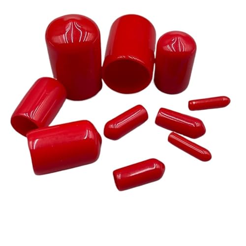 Oil Seal 10-200pcs Rubber Cap Silicone Sleeve Plug Soft Cover End Cover Thread Protection Plastic Cap Cable Round Tube Protection Cover(Red,A7.5mm-B15mm 100Pcs) von JIDKEINNH