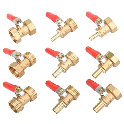 Rohrverschraubungen Kugelhahn Roter Griff 1/8'' 1/2'' 1/4'' Innengewinde Außengewinde Pneumatischer Anschluss Joint Controller Messing(Female 1-2) von JIDKEINNH