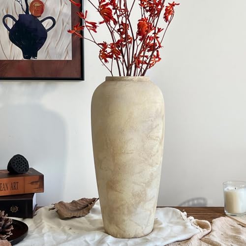 JIDOFUE Gelb 38 cm Rustikale Keramikvase im Vintage-Stil, Große Vase für Wohnzimmer 15", Hochzeit, Esstisch und Geschenk JIDOFUE Gelb 38 cm Rustikale Keramikvase im Vintage-Stil, Große Vase für Wohnzimmer 15", Hochzeit, Esstisch und Geschenk von JIDOFUE