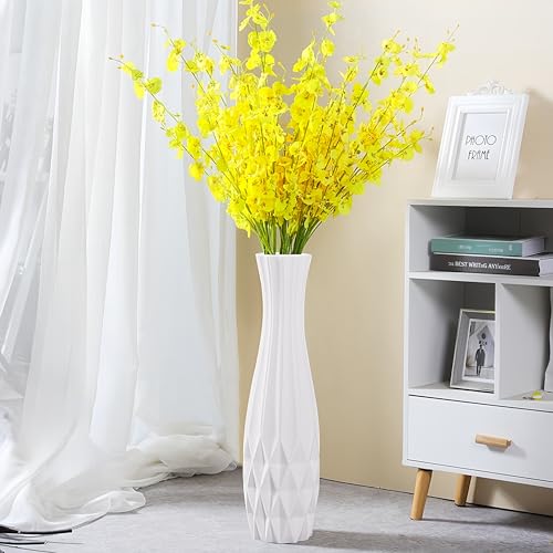 JIDOFUE Weiße Keramik Tall Vase 17.7 Inches/45 cm Floor Flower Vase Halter Dekorative Große Vasen für Tisch Centerpieces Regal Home Decor Getrocknete Wohnzimmer Blumen Einfache Arrangement Vase von JIDOFUE