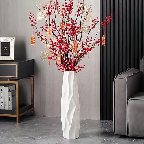 JIDOFUE Weiße Keramik Vase 17.7 Inches/45 cm Tall Floor Flower Vase Halter Dekorative Große Vasen für Tisch Centerpieces Regal Home Decor Getrocknete Wohnzimmer Blumen Arrangement Einfache Vase JIDOFUE Weiße Keramik Vase 17.7 Inches/45 cm Tall Floor Flower Vase Halter Dekorative Große Vasen für Tisch Centerpieces Regal Home Decor Getrocknete Wohnzimmer Blumen Arrangement Einfache Vase von JIDOFUE
