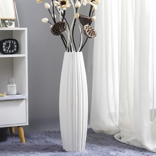 JIDOFUE Weiße Keramik Vase 17.7 Inches/45 cm Tall Floor Flower Vase Halter Dekorative Große Vasen für Tisch Centerpieces Regal Home Decor Wohnzimmer Getrocknete Blumen Einfache Arrangement Vase JIDOFUE Weiße Keramik Vase 17.7 Inches/45 cm Tall Floor Flower Vase Halter Dekorative Große Vasen für Tisch Centerpieces Regal Home Decor Wohnzimmer Getrocknete Blumen Einfache Arrangement Vase von JIDOFUE
