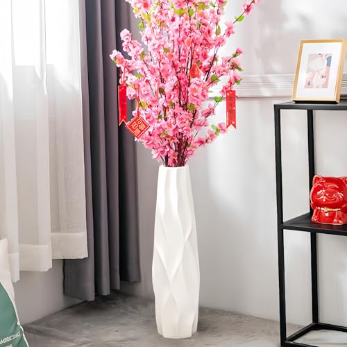 JIDOFUE Weiße Keramik Vase 24 Inches/60 cm Tall Floor Flower Vase Halter Dekorative Große Vasen für Tisch Centerpieces Regal Home Decor Getrocknete Wohnzimmer Blumen Arrangement Einfache Vase von JIDOFUE