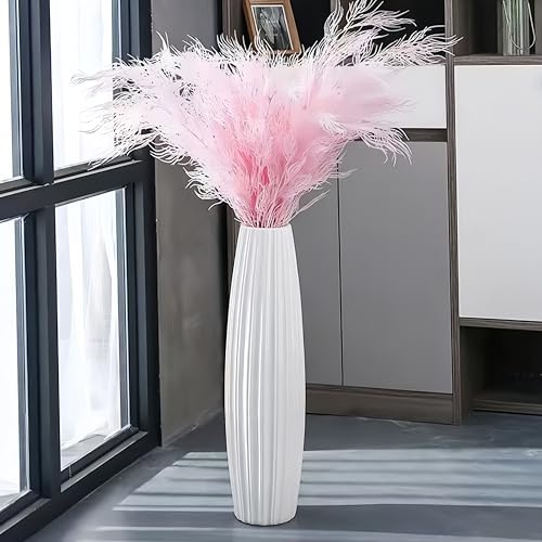 JIDOFUE Weiße Keramik Vase 28 Inches/71 cm Tall Floor Flower Vase Halter Dekorative Große Vasen für Tisch Centerpieces Regal Home Decor Wohnzimmer Getrocknete Blumen Einfache Arrangement Vase von JIDOFUE