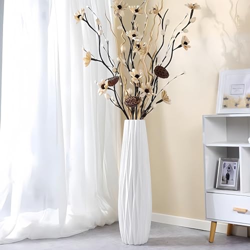 JIDOFUE Weiße Keramikvase Bodenvase 24 Zoll/60 cm hoch Boden Blumenvase Halter dekorative große Vasen für Tisch Tafelaufsätze Regal Home Decor Wohnzimmer getrocknete Blumen Arrangement einfache Vase JIDOFUE Weiße Keramikvase Bodenvase 24 Zoll/60 cm hoch Boden Blumenvase Halter dekorative große Vasen für Tisch Tafelaufsätze Regal Home Decor Wohnzimmer getrocknete Blumen Arrangement einfache Vase von JIDOFUE