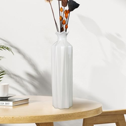 JIDOFUE Weiße Strukturierte Keramikvase 12 Zoll 30 cm Hohe Elegante Blumenvase für Pampasgras Moderne Dekoration für Wohnzimmer Esstisch Boho Stil JIDOFUE Weiße Strukturierte Keramikvase 12 Zoll 30 cm Hohe Elegante Blumenvase für Pampasgras Moderne Dekoration für Wohnzimmer Esstisch Boho Stil von JIDOFUE