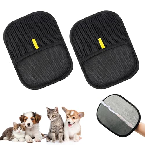 JIEBAO 2 Stück Fellmagnet Handschuhe, Pet Hair Remover Glove, Fell Magnet Static Removal Gloves for Pet Hair, Fellmagnet Für die Pflege und Entfernung Unerwünsch für Glattes und Gesundes Fell von JIEBAO
